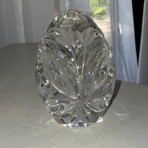 Original BOX Sullivans Lead Crystal Egg Paperweight Hand Cut Art Glass Poland
